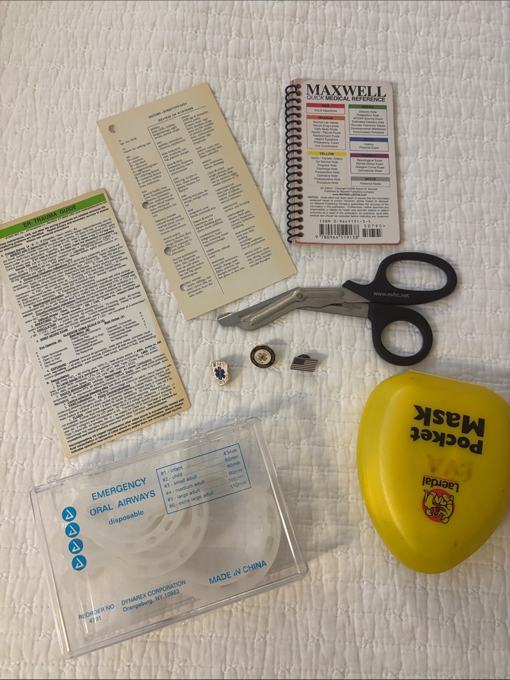 5/$15! NJ EMS/EMT bundle: pins, shears, pocket mask, airways & references